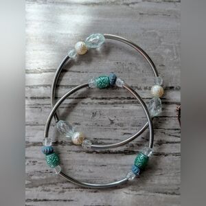Elegant Silver and Green Beaded Women's Bracelets